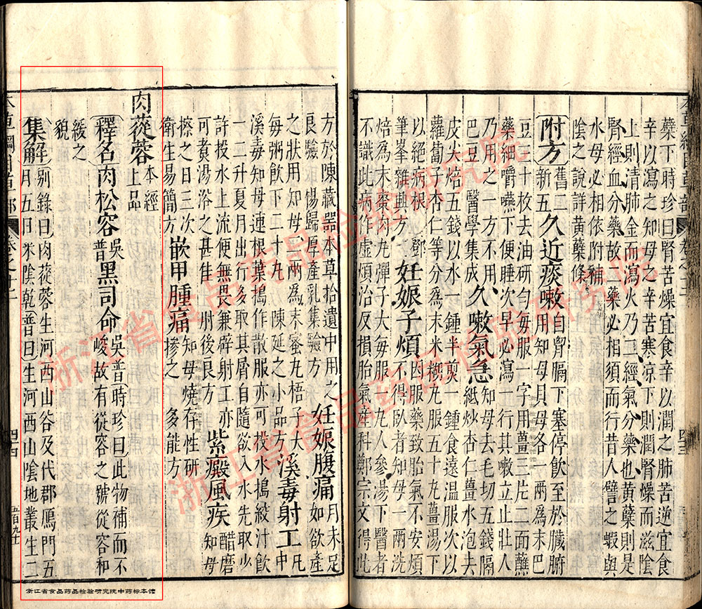 肉苁蓉 明 《本草纲目》 资料图