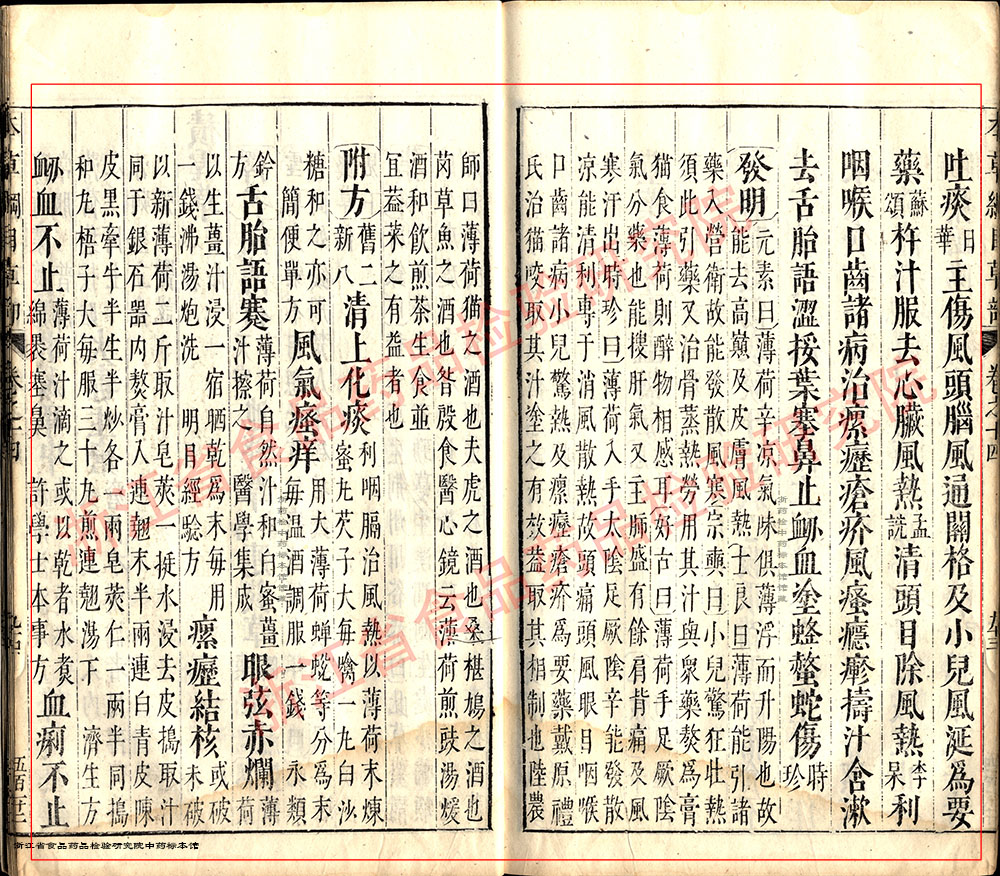 薄荷 明-《本草纲目》 资料图