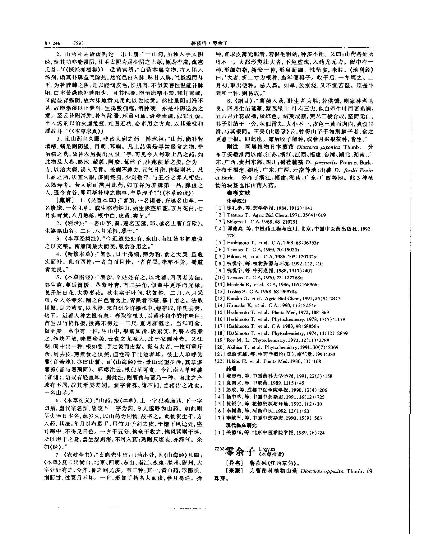 山药 现代 《中华本草》 资料图