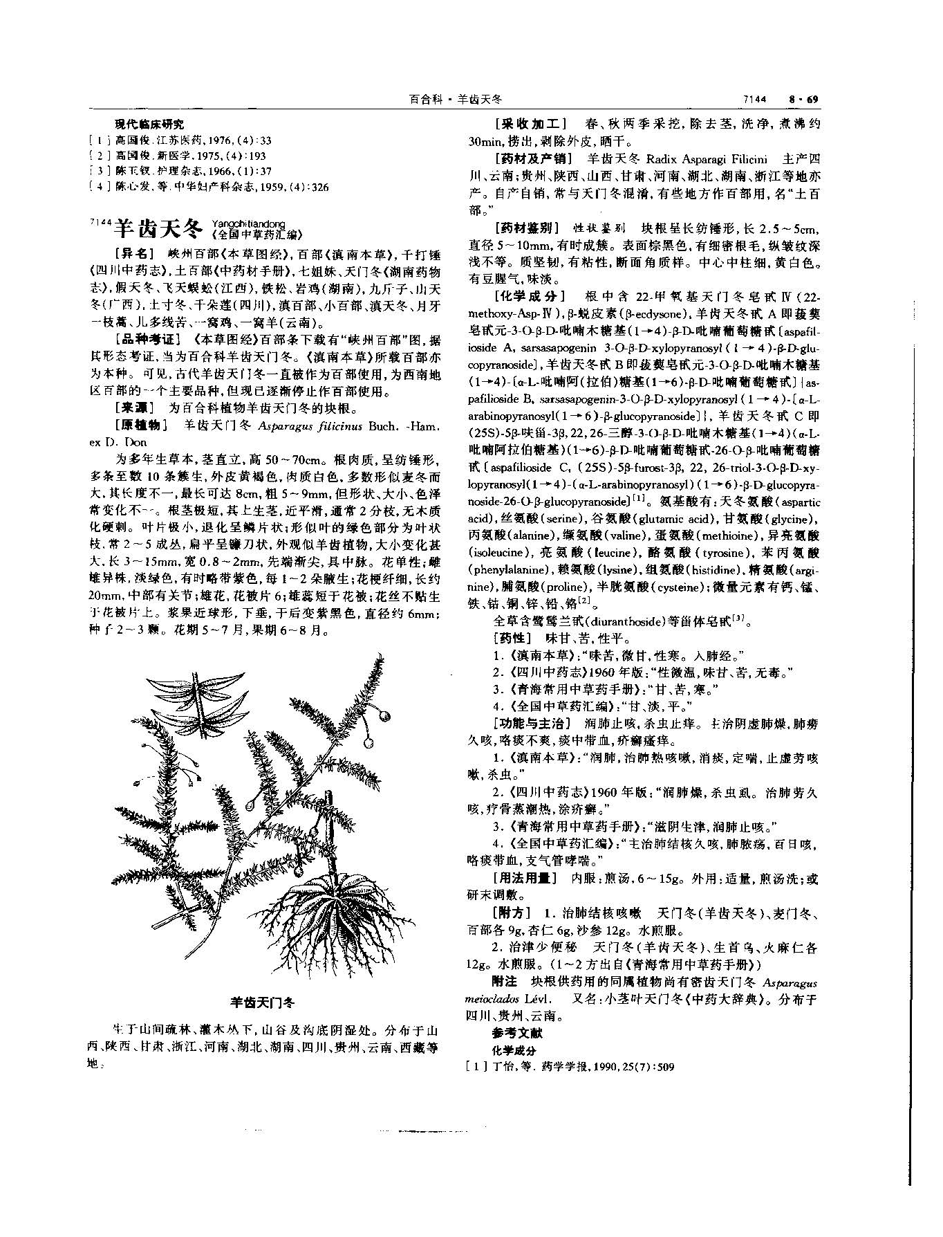 天冬 现代 《中华本草》 资料图