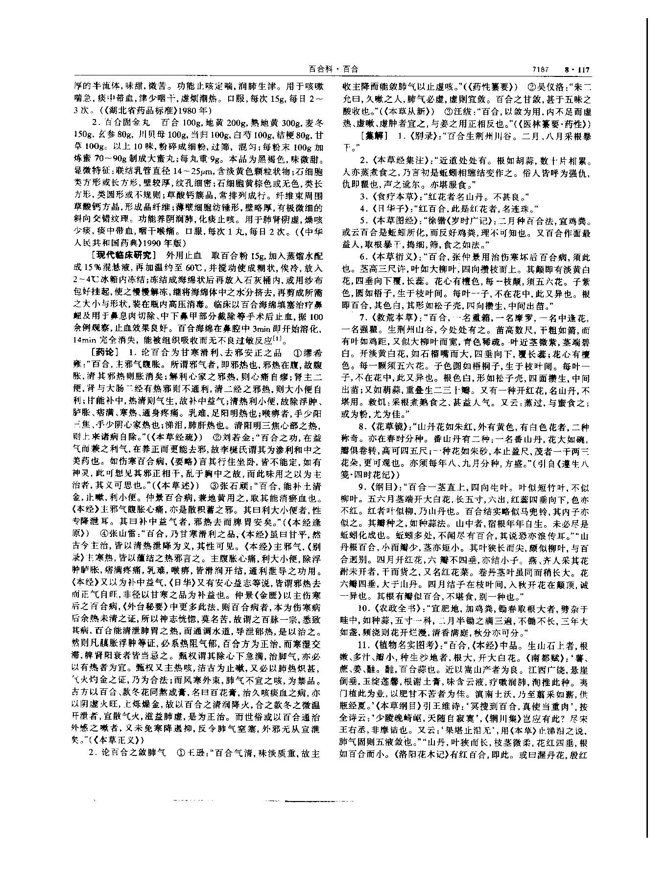 百合 现代 《中华本草》 资料图