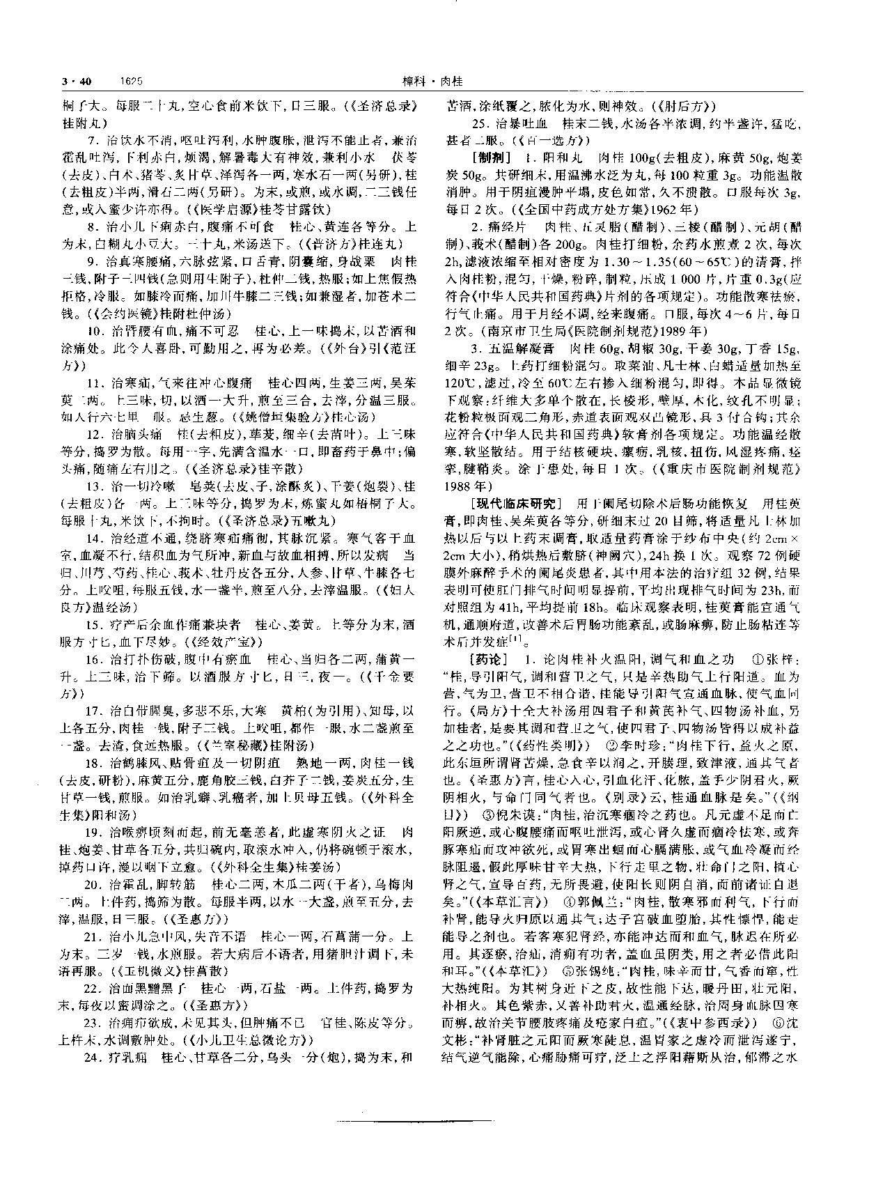 肉桂 现代 《中华本草》 资料图