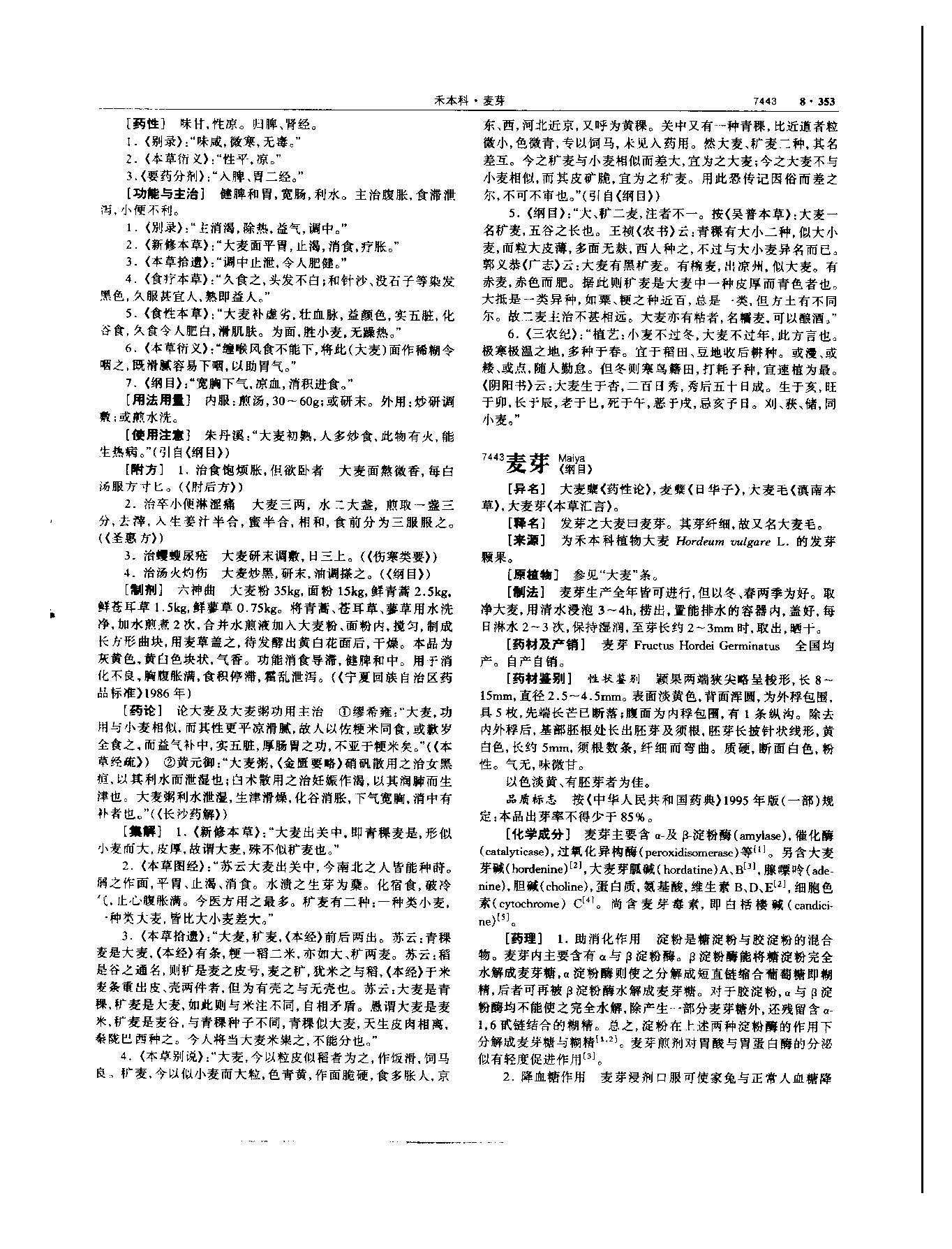 麦芽 现代 《中华本草》 资料图