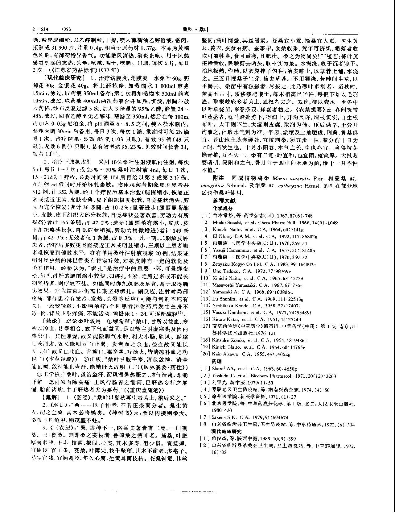 桑叶 现代 《中华本草》 资料图