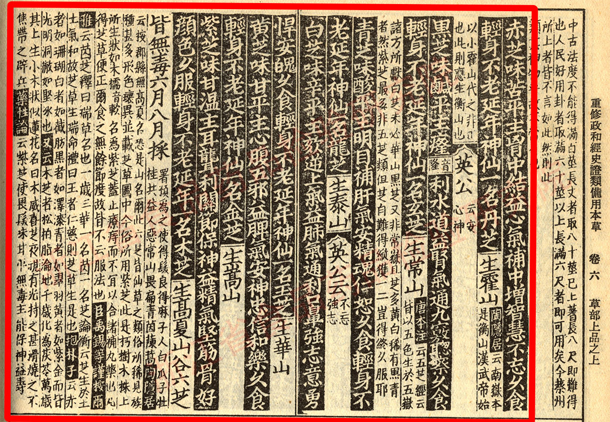 灵芝 宋 《证类本草》 资料图