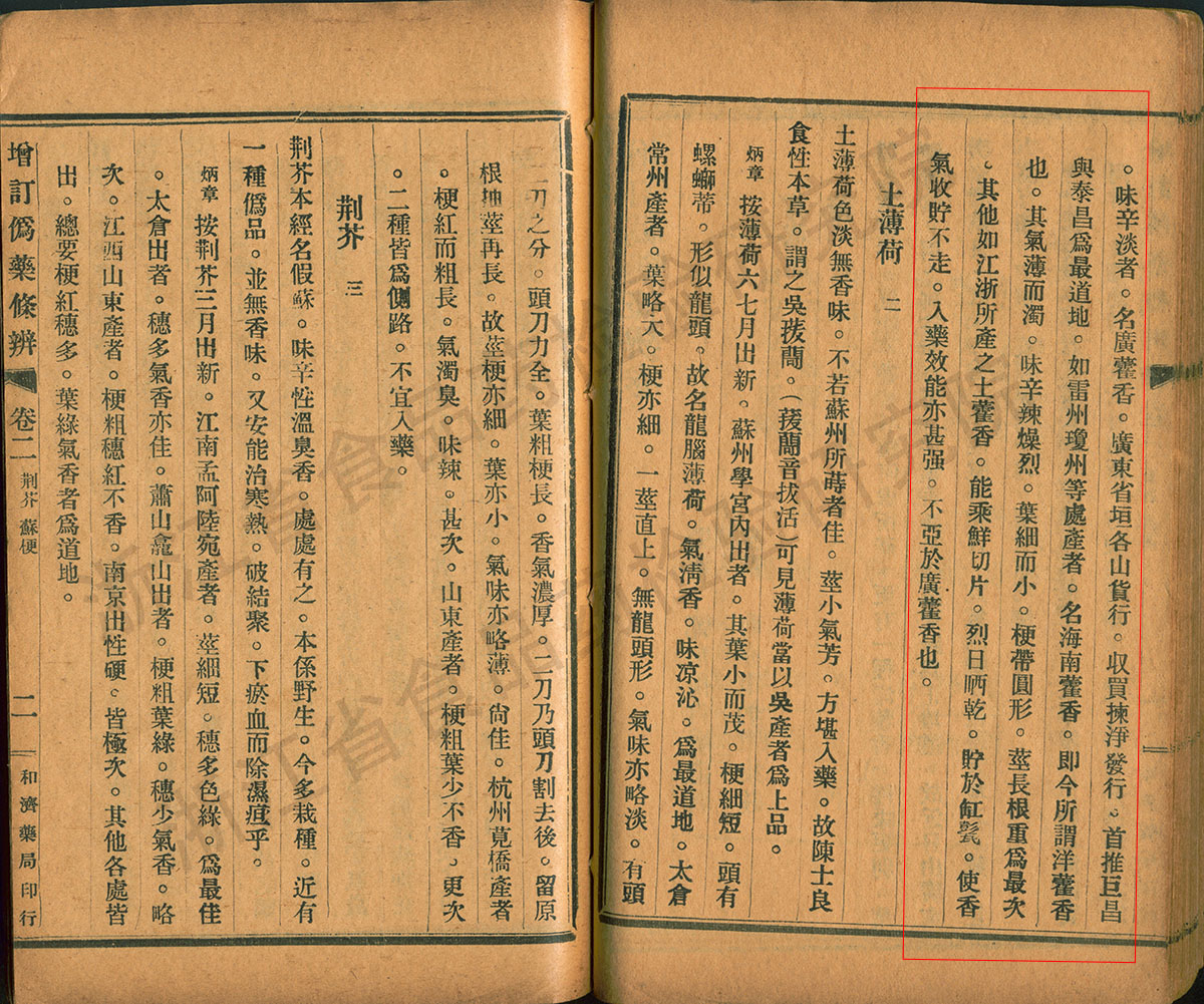 藿香 民国《增订伪药条辨》 资料图
