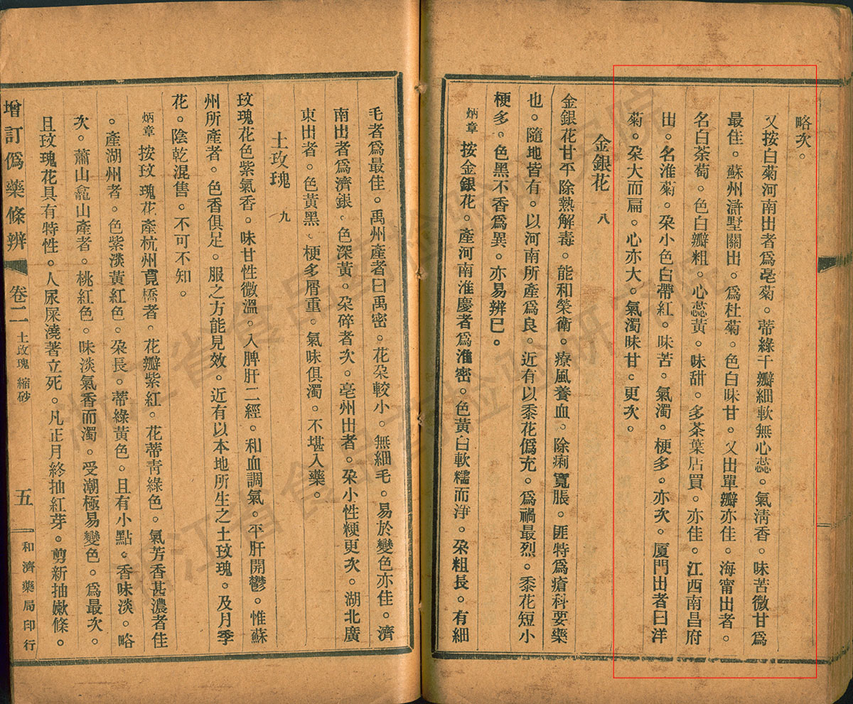 1747977293991085618.jpg 菊花 民国《增订伪药条辨》 资料图